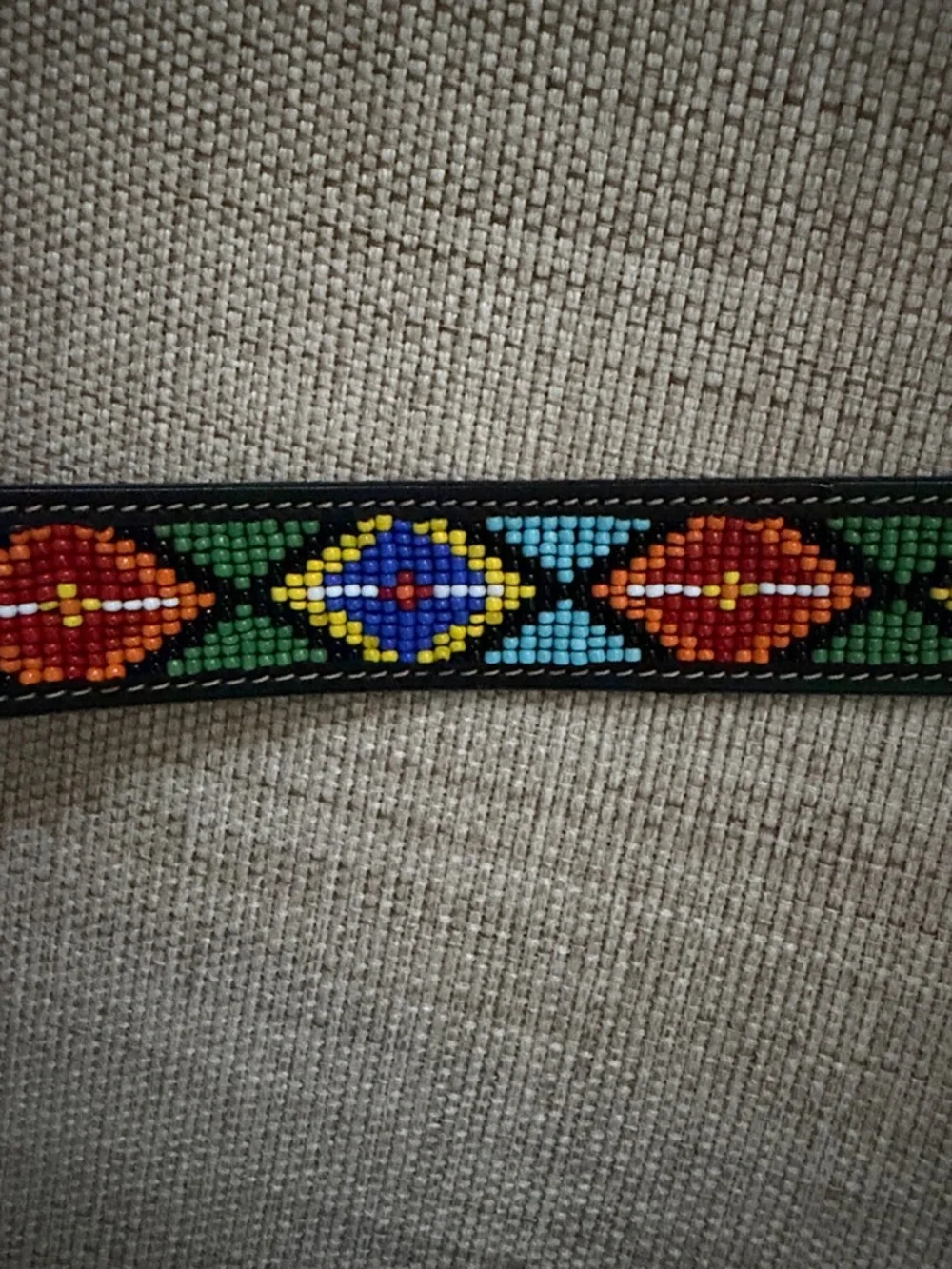 Vintage Gap beaded leather belt Southwestern, Aztec Native American inspired